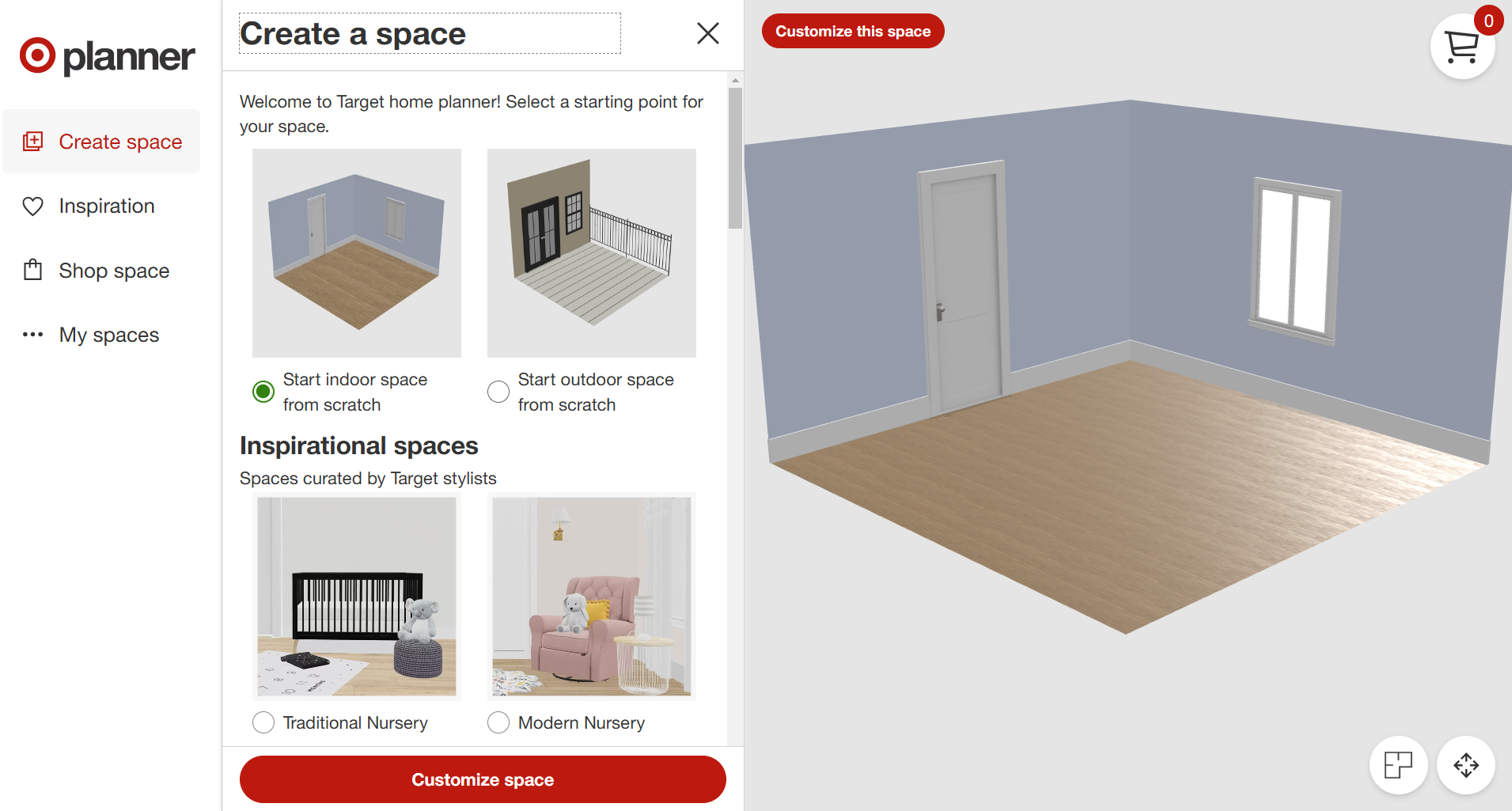 Screenshot of Target Room Planner