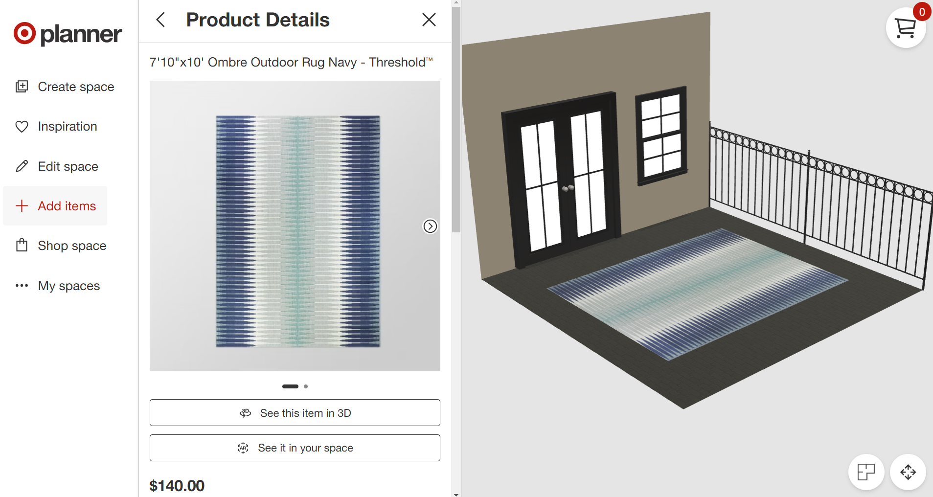 Screenshot of Target Room Planner